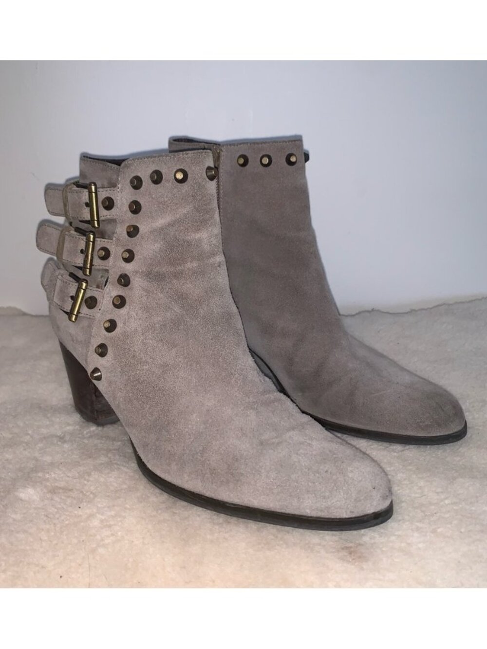 Stuart Weitzman Kickstart Studded Suede Ankle Boot 6